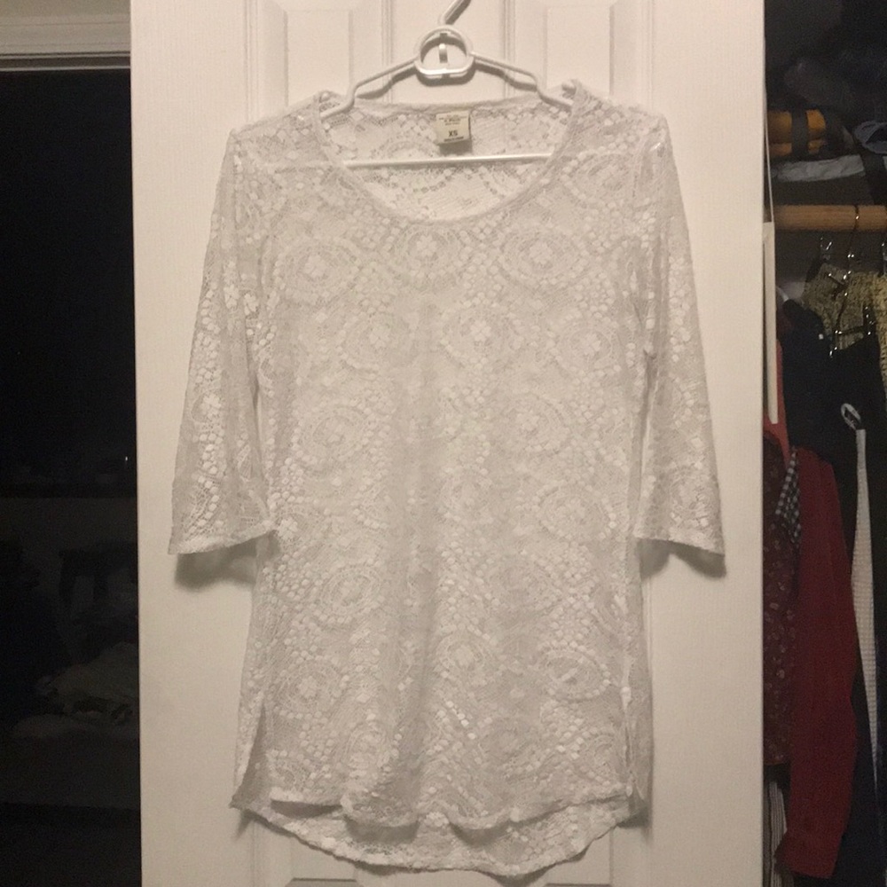 Abercrombie crochet top with slit